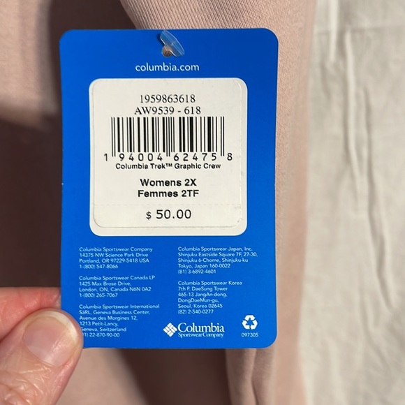 Columbia Trek Graphic Crew Sweatshirt 2X Pastel Blush Pink Nwt New Plus Size - Picture 5 of 7